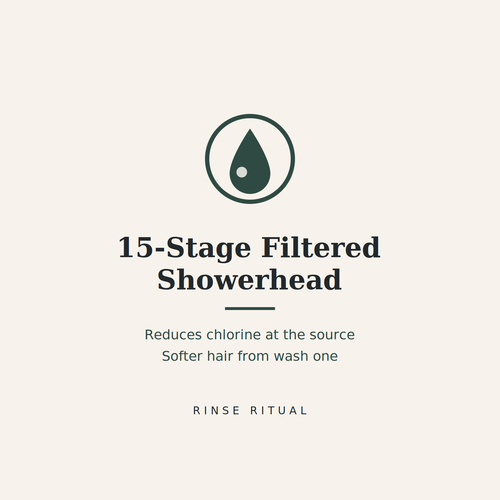 Rinse Ritual 15-Stage Filtered Showerhead — reduces chlorine, softer hair from wash one